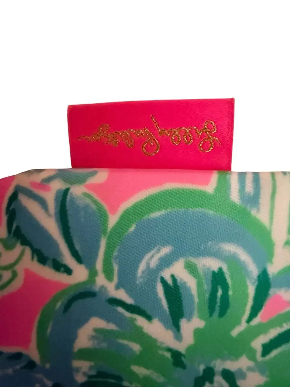 Lilly Pulitzer Beach Day Pouch in Pink and Green Tropical Print